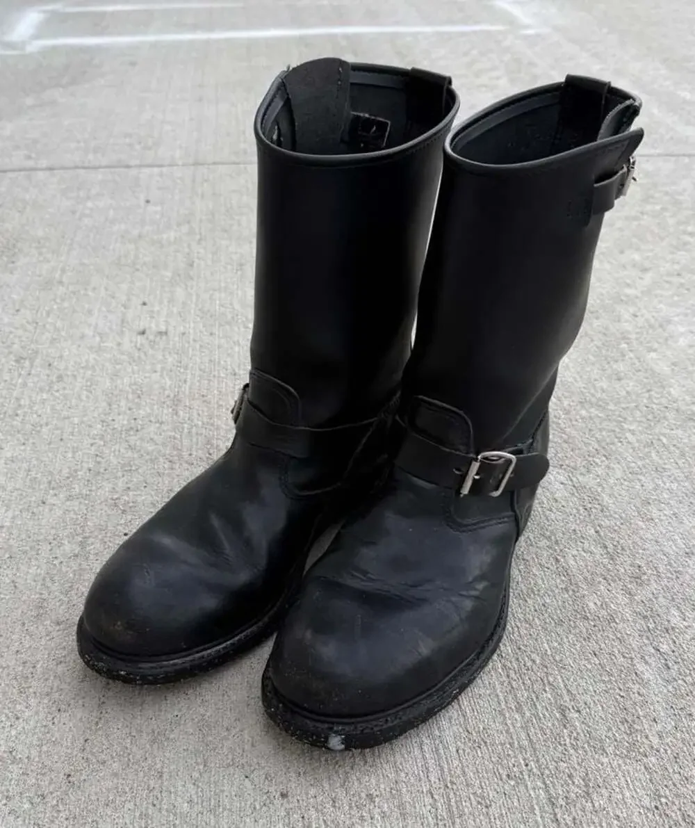 Justin Black Leather Steel Toe Engineer Boots